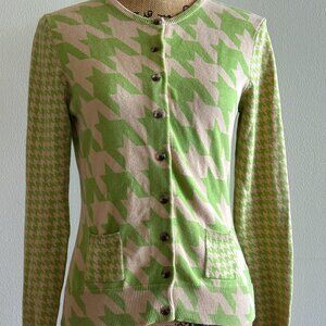 Unique Issac Mizrahi beige and green cardigan M